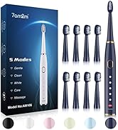 7AM2M Sonic Electric Toothbrush for Adults and Kids- High Power Rechargeable Toothbrushes with 8 ...