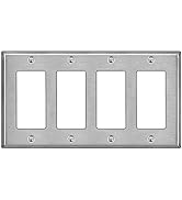 BESTTEN 4-Gang Decorator Metal Wall Plate with White or Clear Plastic Film, Standard Size, H4.50"...