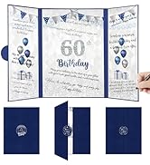 Blue 60th Birthday Decorations for Men, Navy Happy 60th Birthday Guest Book, Alternative 60th Sig...