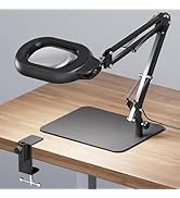ONLYWIN Magnifying Desk Lamp, 10X Square Magnifying Glass with Light and Stand, Dimmable LED Magn...