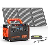 MARBERO 88.8Wh Portable Power Station with 30W Solar Panel 150W Peak Camping Solar Generator Powe...