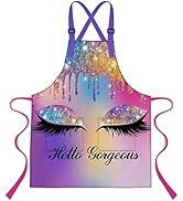 LshyMn Kitchen Apron 33.4x27.5 Inches Colored Marble Flowing Liquid Eyelashes Eyelids Graphic Pri...