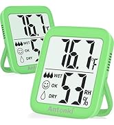 Antonki 2 Pack Room Thermometer for Home, Digital Temperature and Humidity Monitors, Indoor Hygro...
