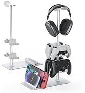 MANMUVIMO Headset Stand Controller Holder for 1 Headset and 4 Controller, Headphone Game Controll...