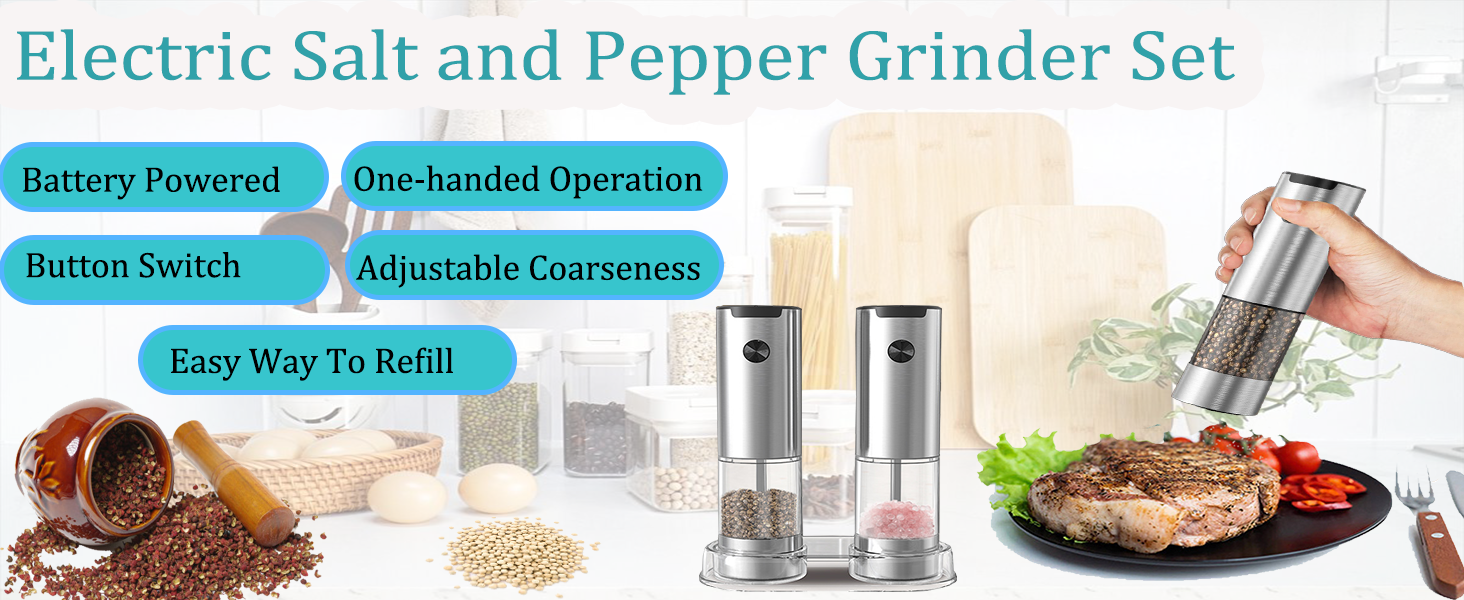 salt and pepper grinder set electric salt and pepper grinder battery salt and pepper grinder set