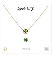 MUSTHAVE 18K Gold Plated Clover Good Luck Necklace with Message Card, Yellow Gold Color, Anchor C...