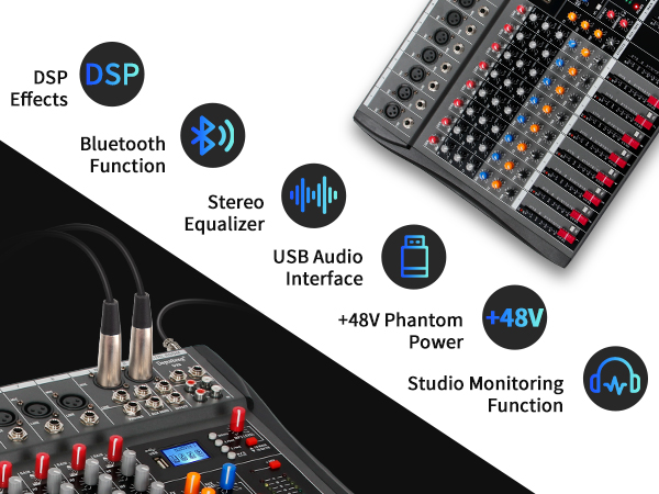 Depusheng DX8 Professional Mixer Sound Board Console
