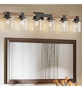 Floresita 6 Light Bathroom Vanity Light 41 in with Glass Shade, Farmhouse Vanity Light for Bathro...