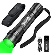 ULTRAFIRE Green Light Flashlight, Zoomable LED Green Hunting Light, 520-530nm Green Light for Hun...