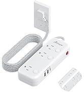Individual Switch Power Strip with 6 Outlets 3 USB(17W USB C), 5Ft Braided Cord Ultra Thin Flat P...
