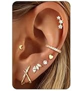 Jstyle 14K Gold Earrings for Women Trendy Hypoallergenic Surgical Steel Earring Stacks Cartilage ...