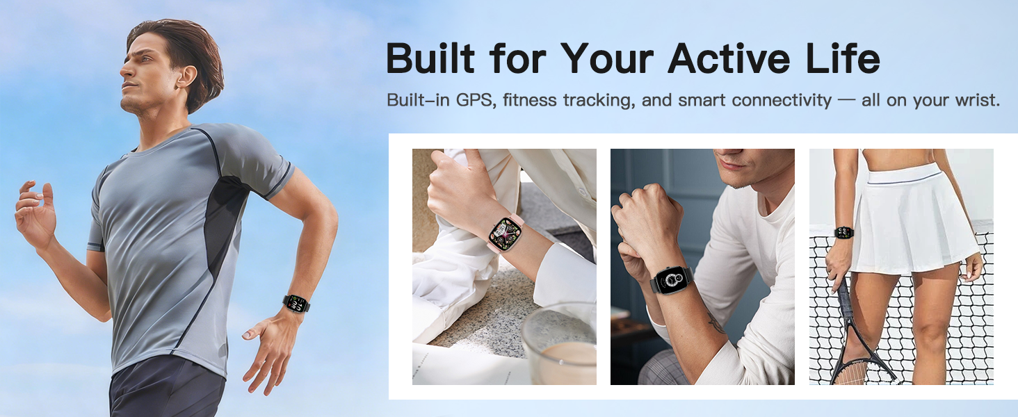 Smartwatch with built-in GPS, fitness tracking, smart connectivity. For active life.