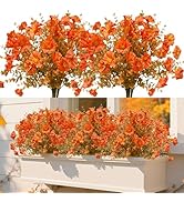 Artificial Mums for Outdoors Fall Flowers Plants for Autumn Decor, 12 Bundles Silk Morning Glory ...