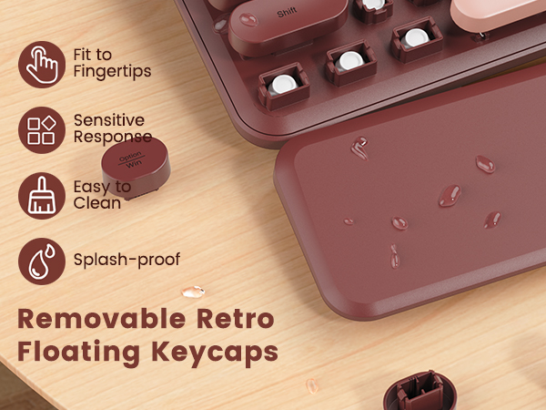 Removable Retro Floating Keycaps Fit to Fingertips Sensitive Response Easy to Clean Splash-proof