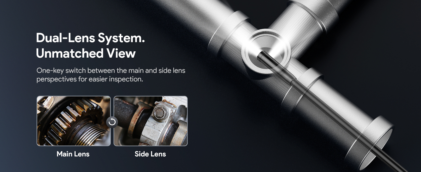 DEPSTECH Endoscope Camera with Ligh Dual Lens Inspection Borescope for iPhone &amp;amp; Android