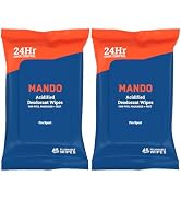 Mando Deodorant Wipes - 24 Hour Odor Control - Aluminum Free, Baking Soda Free, Skin Safe - 45 Co...