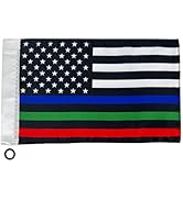 Motorcycle Flag,Thin Blue Red Green Line American Flag,Double Sided Double Stitched Motorcycle Fl...