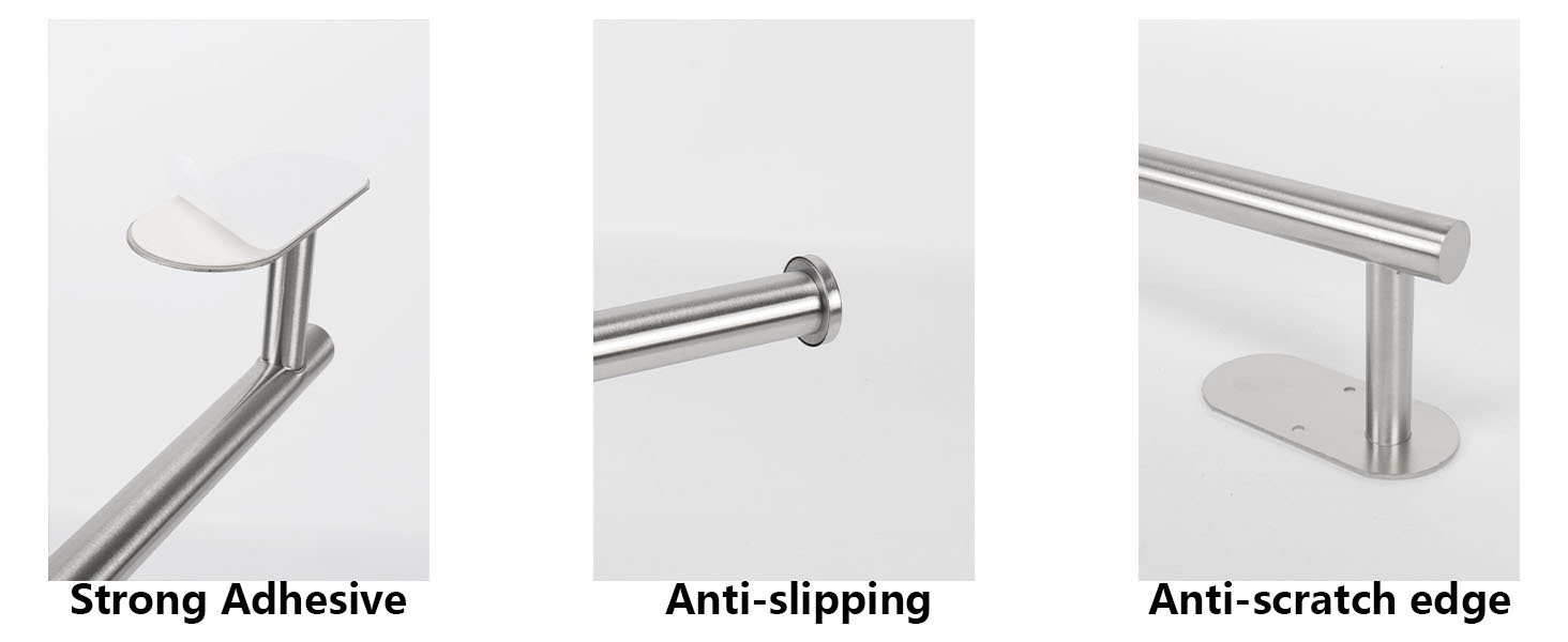 Adhesive towel bar set