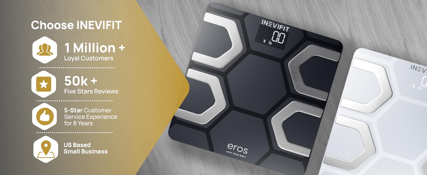 Bluetooth Eros Smart Body Fat Scale - Premium A+ - Choose INEVIFIT