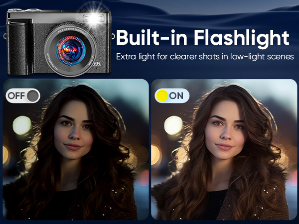 Digital camera with flashlight