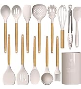 Silicone Cooking Utensils Set - 446°F Heat Resistant Silicone Kitchen Utensils for Cooking,Kitche...