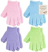 4 Pairs Exfoliating Gloves for Shower, Shower Gloves, Body Scrubber, Korean Exfoliating Mitt Body...
