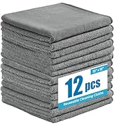 Microfiber Cleaning Cloths 12”x12”, 12Pack - Extra Thick Kitchen Towels - Streak-Free, Lint-Free,...