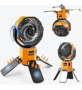 Nauttxon Solar Camping Fan Rechargeable - Battery Operated Fan with 4 Solar &amp; Light Panals - Auto...