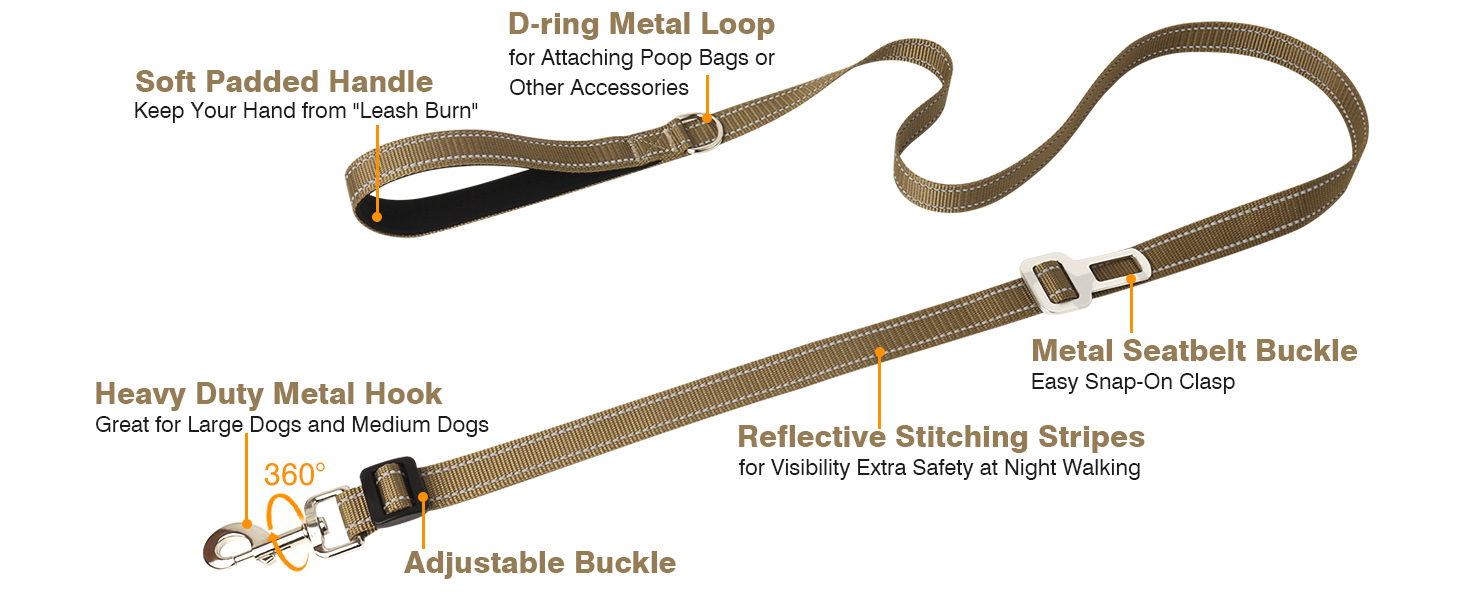 2in 1 dog leash brown