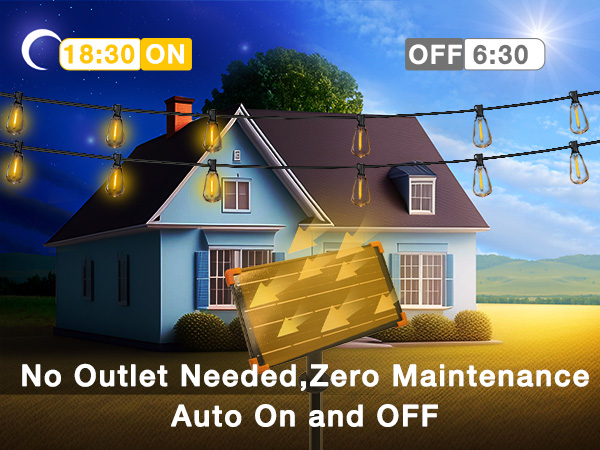 Automatic on and off solar string lights