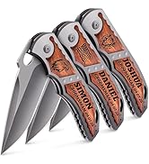 Personalized Pocket Knife for Groomsmen - Custom Folding Knives Set of 3 pcs - Engraved Gifts for...