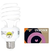 WACOOL Spiral Compact UVB Reptile Light, 26W Energy Saving Lamps UVB Bulb 10.0 and UV Test Card K...