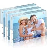 HOUSE DAY Acrylic Picture Frames 8x10, 3 Pack Magnetic 8x10 Picture Frame, Double Sided Clear 8 x...