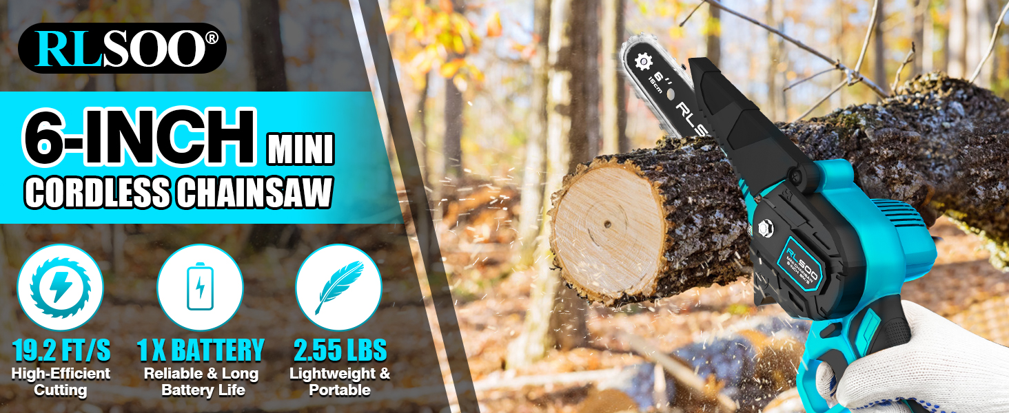 RLSOO Mini Chainsaw 6 Inch Cordless