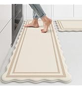 KIMODE Anti Fatigue Kitchen Mats, Padded Kitchen Floor Mats,Boho Kitchen Rugs Sets of 2, Beige Sc...