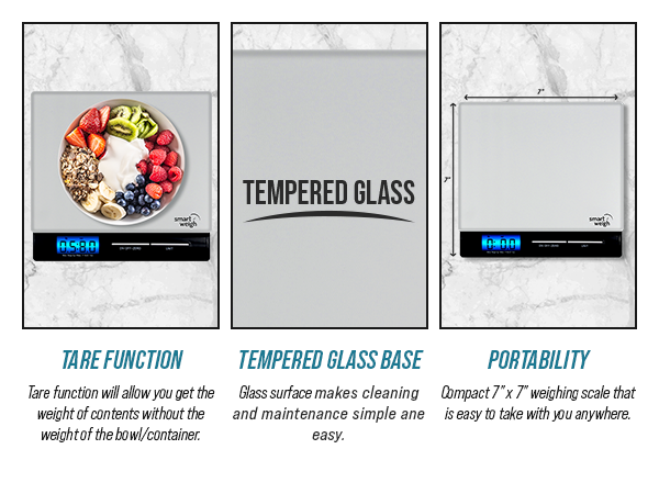 tare function tempered glass base portability