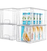 Vtopmart 4Pack Large Stackable Kitchen Pantry Storage Drawers, Clear Organizer Bins with Handles,...
