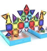 PicassoTiles 50PC Nano Magnetic Tile Travel Toy Construction Building Blocks Playset with Storage...