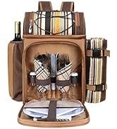 Hap Tim Picnic Basket Backpack for 2 Person with 2 Insulated Cooler Compartment, Wine Holder, Fle...