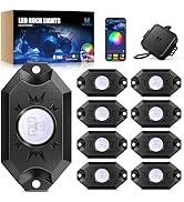 MICTUNING 2nd-Gen CM RGB Rock Lights - 8 Pods Waterproof Multicolor Neon Underglow Kit with Bluet...
