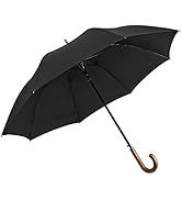 G4Free Wooden J Handle Umbrella 54 Inch Large Auto Open Classic Windproof Rain Stick Umbrellas fo...