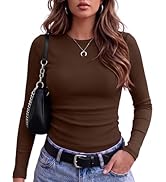 Zeagoo Women Long Sleeve Tops Crewneck Ribbed Knit Fitted Tshirts Dressy Casual Basic Tee 2026 Su...