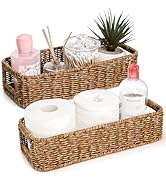 ZAVOOS 2 Pack Wicker Storage Basket, Handwoven Rectangular Shelf Basket for Organizing, Multipurp...