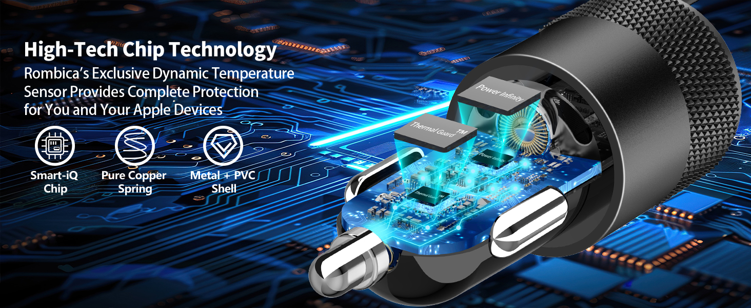 MFi Certified 4.8A USB Smart Power Cigarette Lighter USB Charger iPhone Car Charger Fast Charging