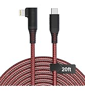Yeemie Long USB C to Lightning Cable 20ft, MFi Right Angle Lightning Cable 2.4A Fast, Heavy Duty ...