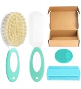 Baby Hair Brush and Comb Set, 4Pcs Baby Soft Bristles Hairbrush Cradle Cap Brush Hair Comb for Ne...