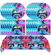 41Pcs Video Game Birthday Decorations Gaming Party Tableware Set Include Video Game Paper Plates ...