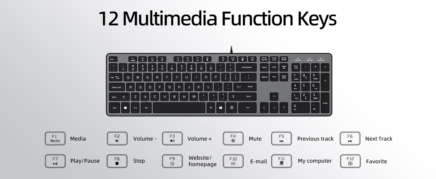 Typewriter Keyboard low profile full size quiet ultra slim silent wired usb flat chocolate keys