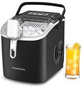 CROWNFUL Ice Maker Countertop, Portable Self-Cleaning Ice Maker Machine with Handle, Scoop and Ba...