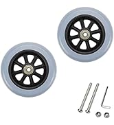 Wealrit 2 Pack Replacement Wheels for Wheelchairs - 5 Inch Solid Drive Rollator Wheels (Gray)